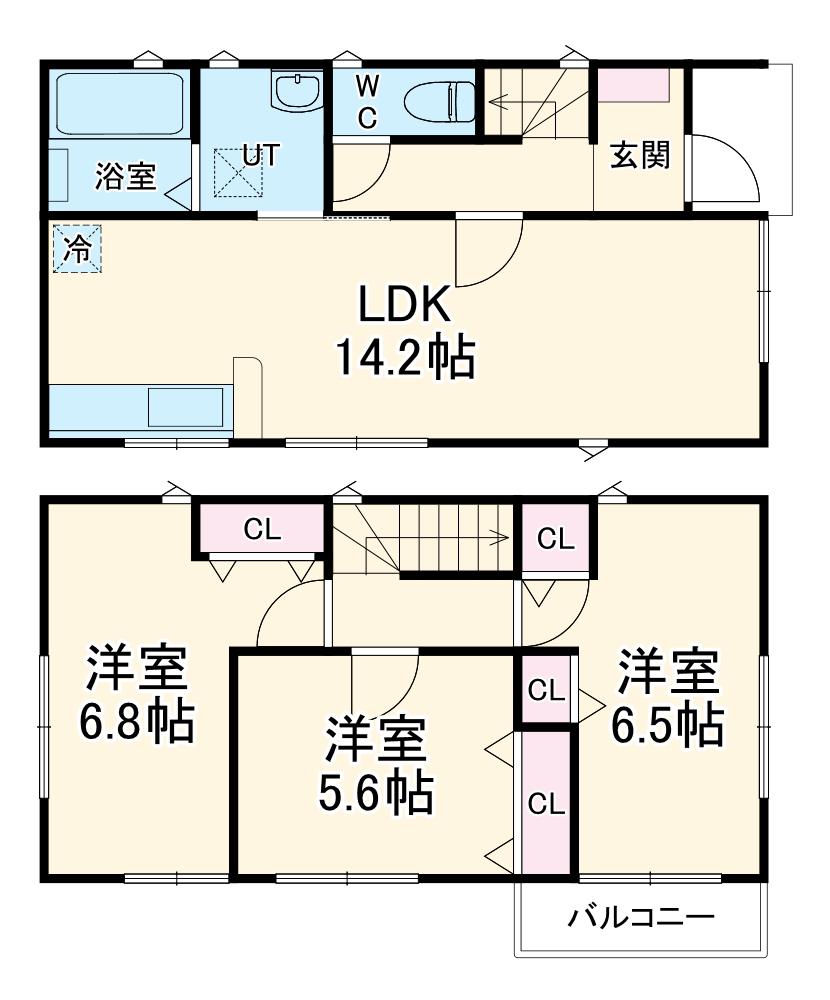 埼京線 南与野駅 徒歩14分 2階建 築3年(3LDK)の間取り写真