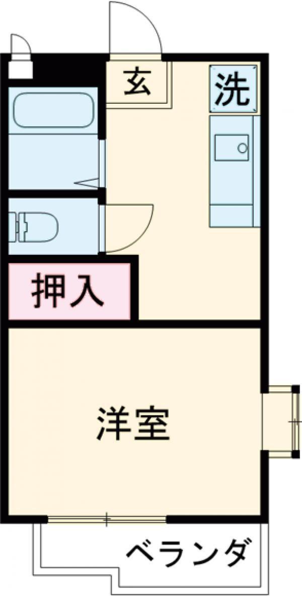 シャトル樹(1K/2階)の間取り写真