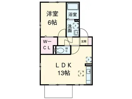 ハイムクレアール B(1LDK/2階)の間取り写真