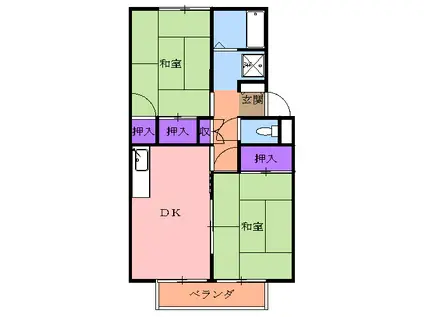 コーポ桜2(2DK/2階)の間取り写真