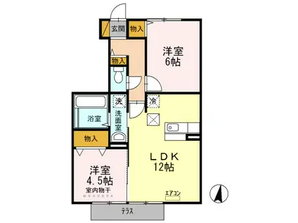 プロシード青葉台A(2LDK/1階)の間取り写真