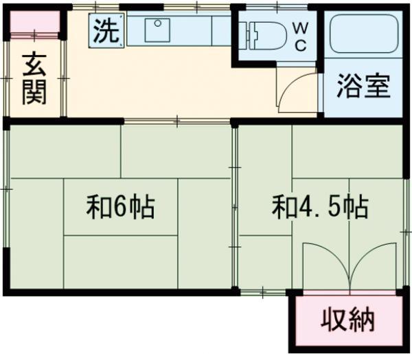 総武・中央緩行線 信濃町駅 徒歩8分 2階建 築48年(2K)の間取り写真