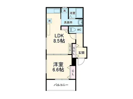 レユシール金田(1LDK/3階)の間取り写真
