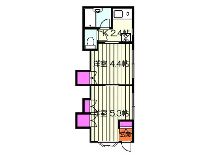 テトラハイツ(2K/1階)の間取り写真