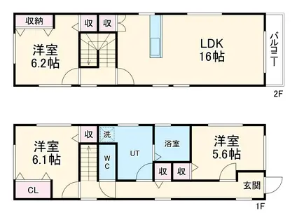 名鉄名古屋本線 名鉄岐阜駅 徒歩72分 2階建 築2年(3LDK)の間取り写真