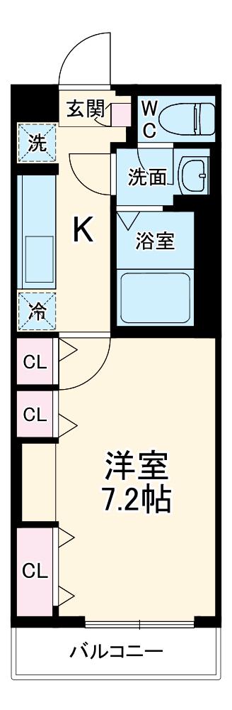 ヴィラ三ツ境(1K/3階)の間取り写真