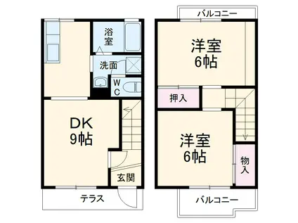 サンメゾネットB(2DK)の間取り写真