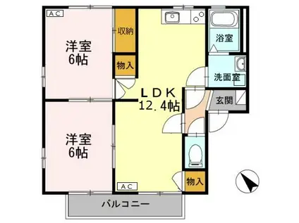 フレグランスゆたか A(3DK/1階)の間取り写真