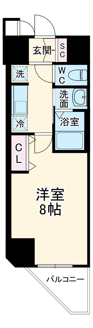 エステムコート名古屋グランツ(1K/14階)の間取り写真