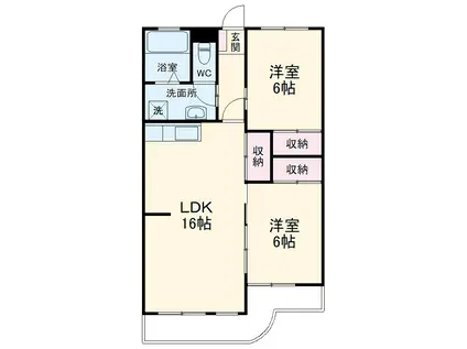 エスポワール南ヶ丘(2LDK/4階)の間取り写真