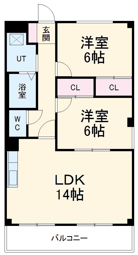 青木ハイツ(2LDK/1階)の間取り写真