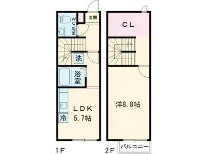 アランチーノ(1LDK)の間取り写真