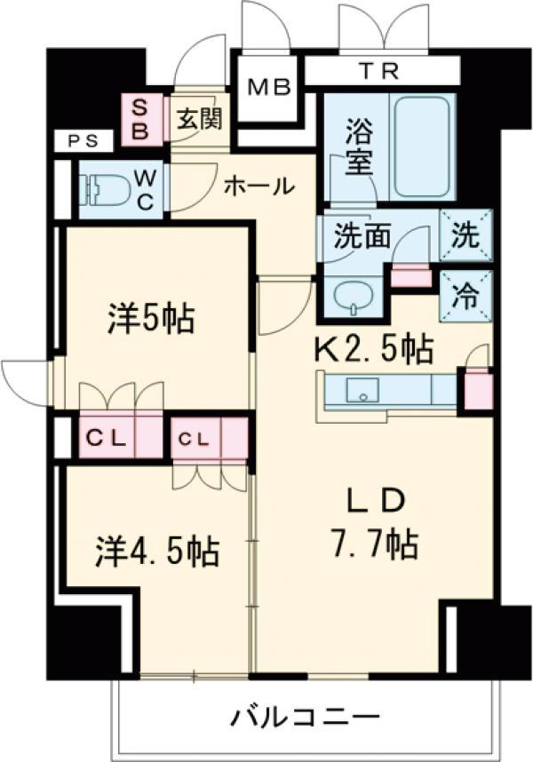 セリオ落合東中野(2LDK/5階)の間取り写真