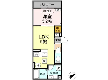 ONNELA 海老名(1LDK/2階)の間取り写真