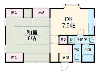 田口新田 田川(1DK/2階)の間取り写真