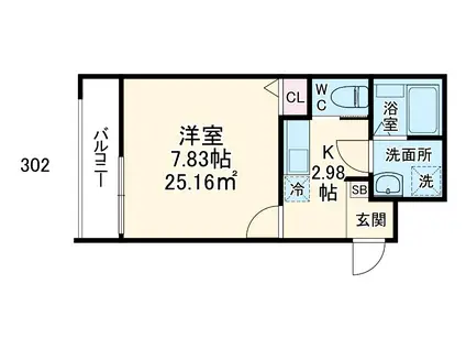 GRADUS検見川町(1K/3階)の間取り写真