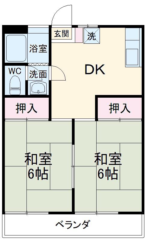 丸山マンション(2DK/3階)の間取り写真