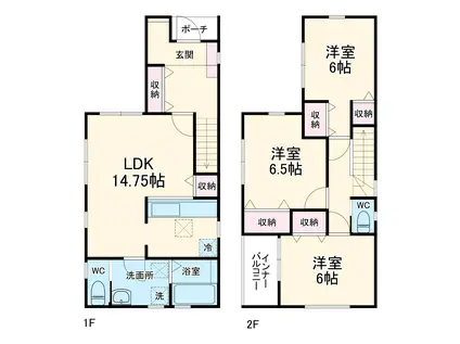 東武鉄道野田線 川間駅 徒歩17分 2階建 築1年(3LDK)の間取り写真