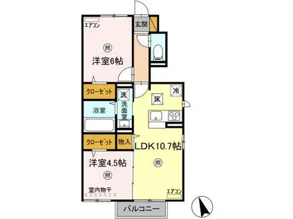 カーサソレイユ Ⅱ(2LDK/1階)の間取り写真