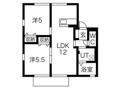 ハニーハイツC(2LDK/1階)の間取り写真