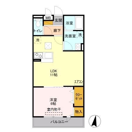 クラインハイム越谷 A(1LDK/1階)の間取り写真