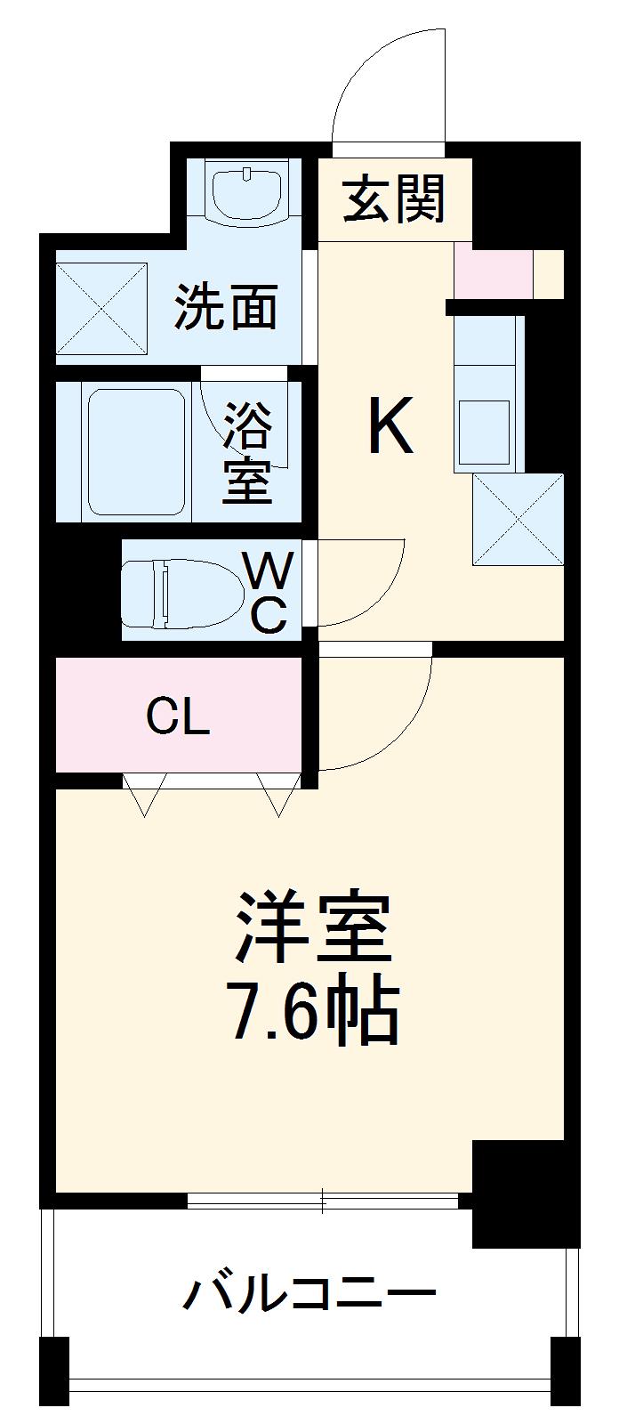 アンビシャス江崎(1K/1階)の間取り写真