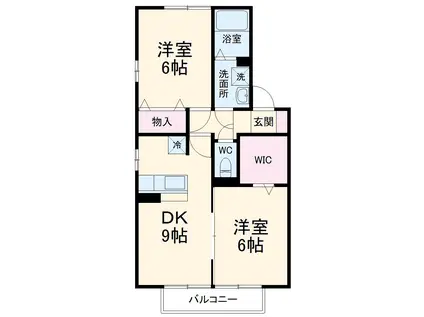 トレグラース A棟(2DK/2階)の間取り写真