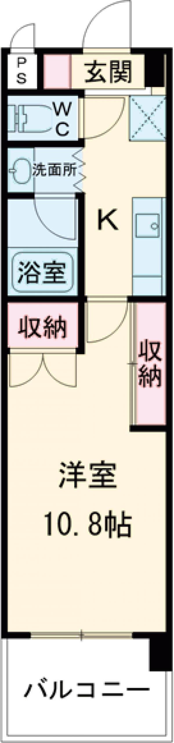 クロワサンス(1K/4階)の間取り写真