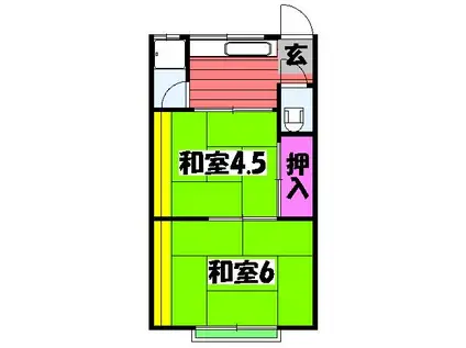 朝日荘ハイツ(2DK/1階)の間取り写真