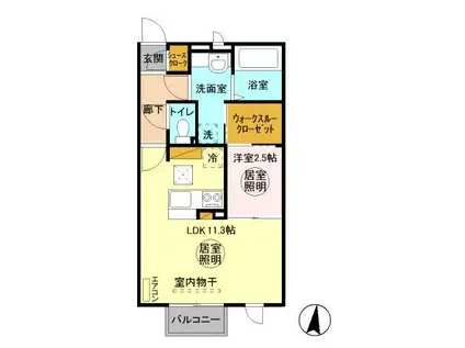 グランマーレ T棟(1LDK/1階)の間取り写真