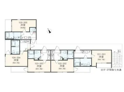 アザーレ・キュリオス三田A(1K/1階)の間取り写真