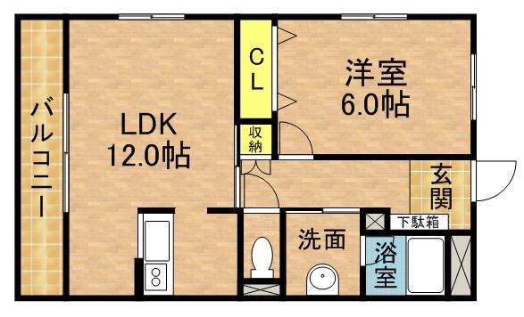 エステートⅡ(1LDK/3階)の間取り写真