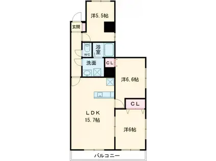 中今泉ヴィラージュマンション(3LDK/1階)の間取り写真