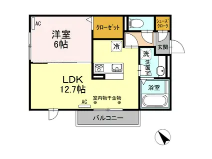 レセンテ上野 A(1LDK/3階)の間取り写真
