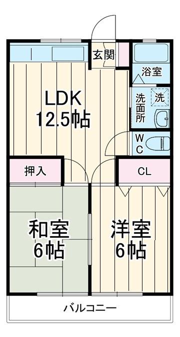 ひだまり(2LDK/2階)の間取り写真