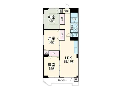 サンコーポ勝田台E棟(3LDK/7階)の間取り写真