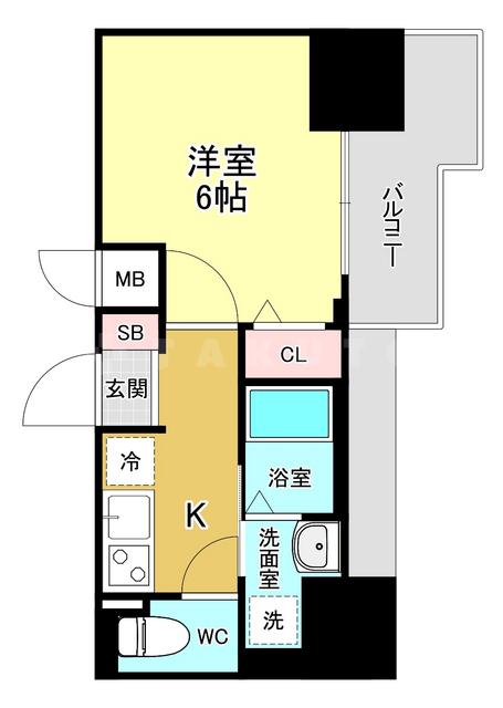 DIMUS新大阪(1K/3階)の間取り写真