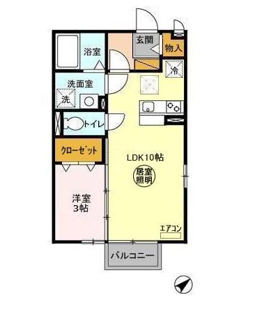 メルベーユパルⅡ(1LDK/1階)の間取り写真