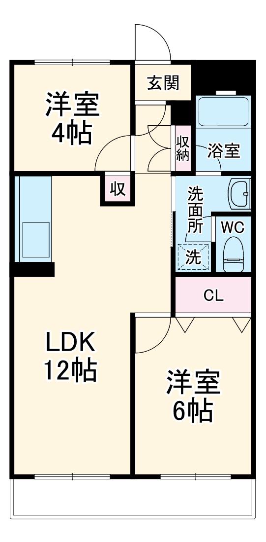 エクセレンス野川ビル(2LDK/3階)の間取り写真