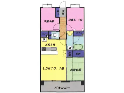 ダイアパレス相模原清新グランガーデン(3LDK/8階)の間取り写真