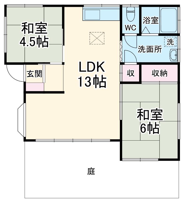 東急東横線 元住吉駅 徒歩18分 1階建 築67年(2LDK)の間取り写真