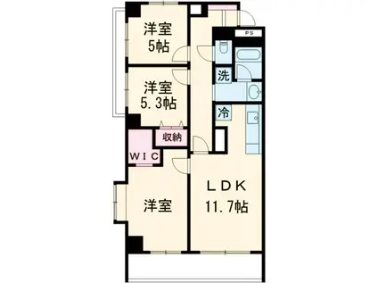 アルトジャルダン(3LDK/7階)の間取り写真