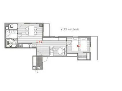 リフィオ王子(1LDK/7階)の間取り写真