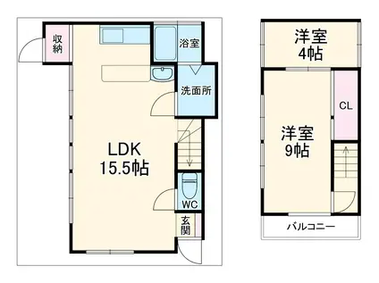 相模線 上溝駅 徒歩18分 2階建 築55年(2LDK)の間取り写真