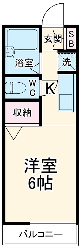 ソフィアⅢ(1K/2階)の間取り写真