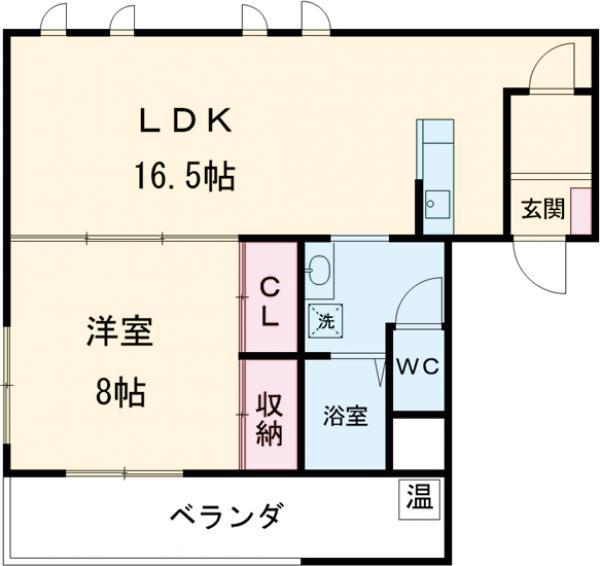 ハーネス戸祭(1LDK/1階)の間取り写真