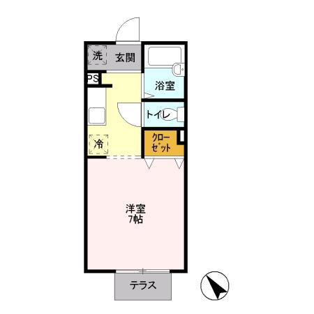 エンドレス(ワンルーム/1階)の間取り写真