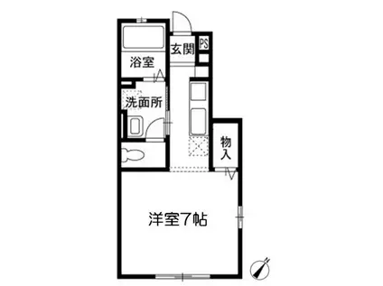 シャンブル・ドゥ・エスポワール(ワンルーム/1階)の間取り写真