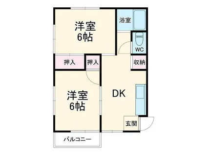 ハウス秋山A棟(2DK/2階)の間取り写真