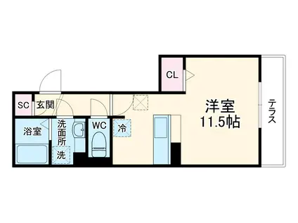 GRAND D-ROOM上重原(ワンルーム/2階)の間取り写真